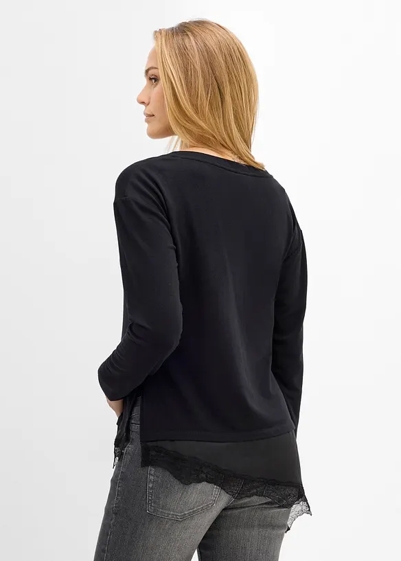 Maglia pr&eacute;maman / da allattamento 2 in 1 con pizzo, bonprix