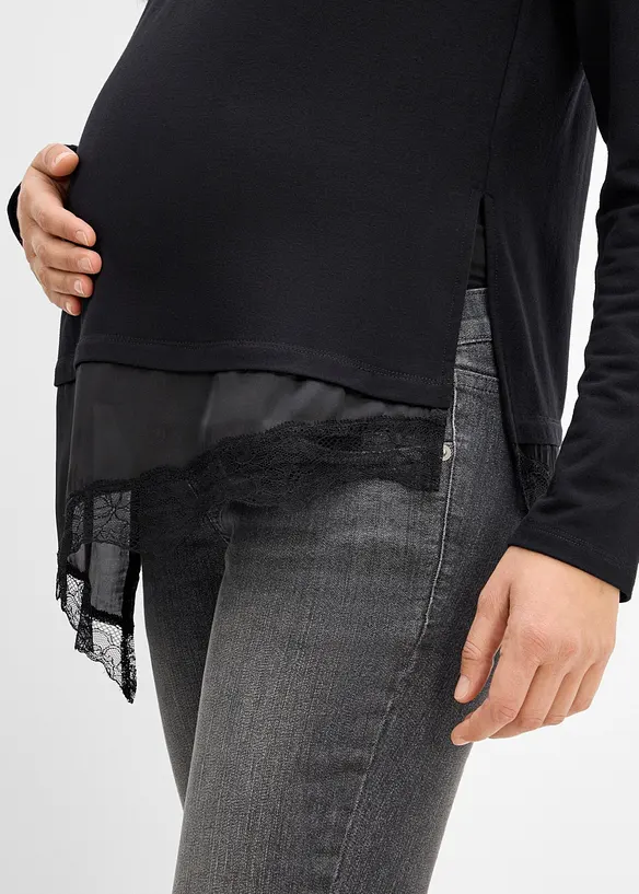 Maglia pr&eacute;maman / da allattamento 2 in 1 con pizzo, bonprix