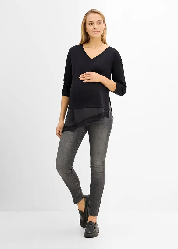 Maglia pr&eacute;maman / da allattamento 2 in 1 con pizzo, bonprix
