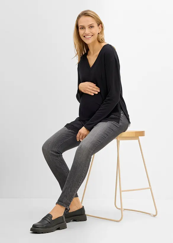 Maglia pr&eacute;maman / da allattamento 2 in 1 con pizzo, bonprix