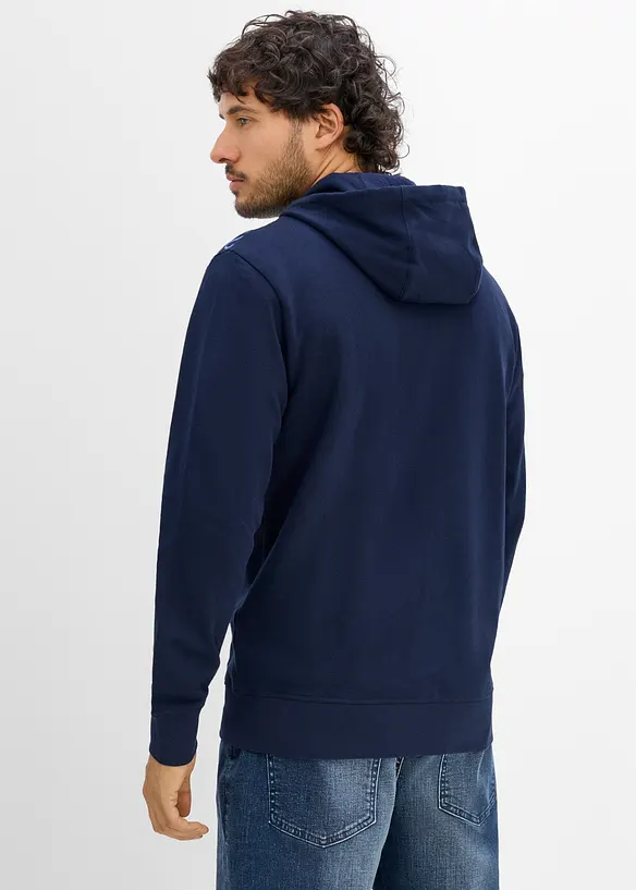 Felpa con zip e cappuccio in puro cotone, bonprix