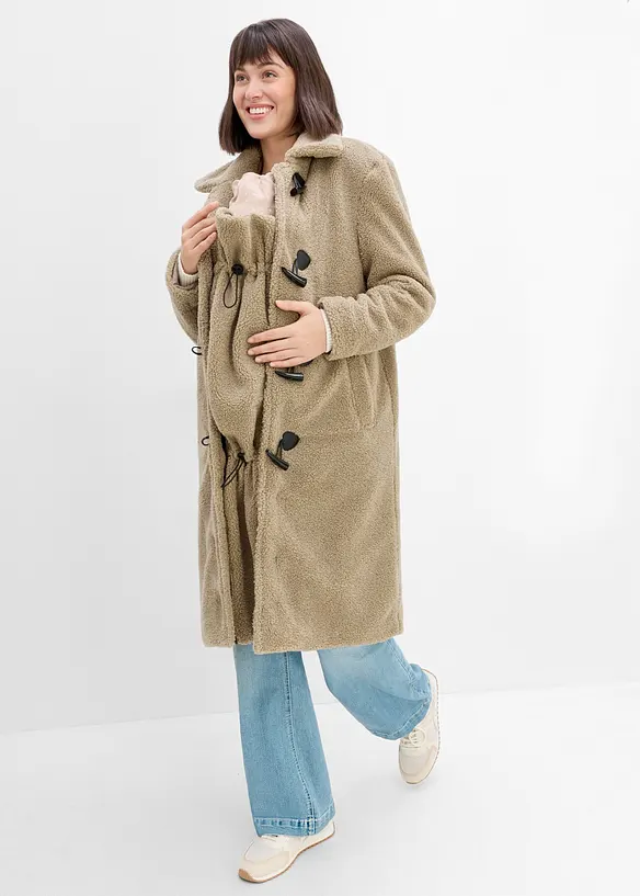 Cappotto pr&eacute;maman in pile teddy 3 in 1 con inserto babywearing, bonprix