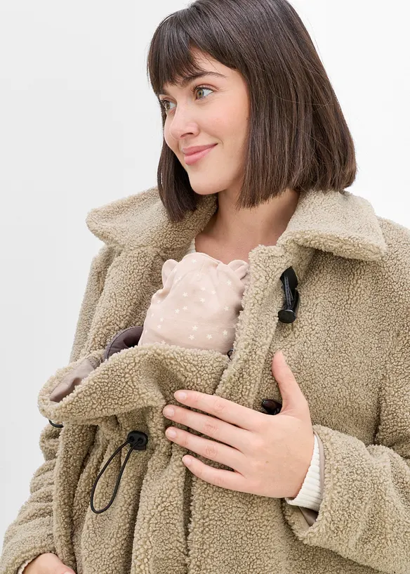 Cappotto pr&eacute;maman in pile teddy 3 in 1 con inserto babywearing, bonprix