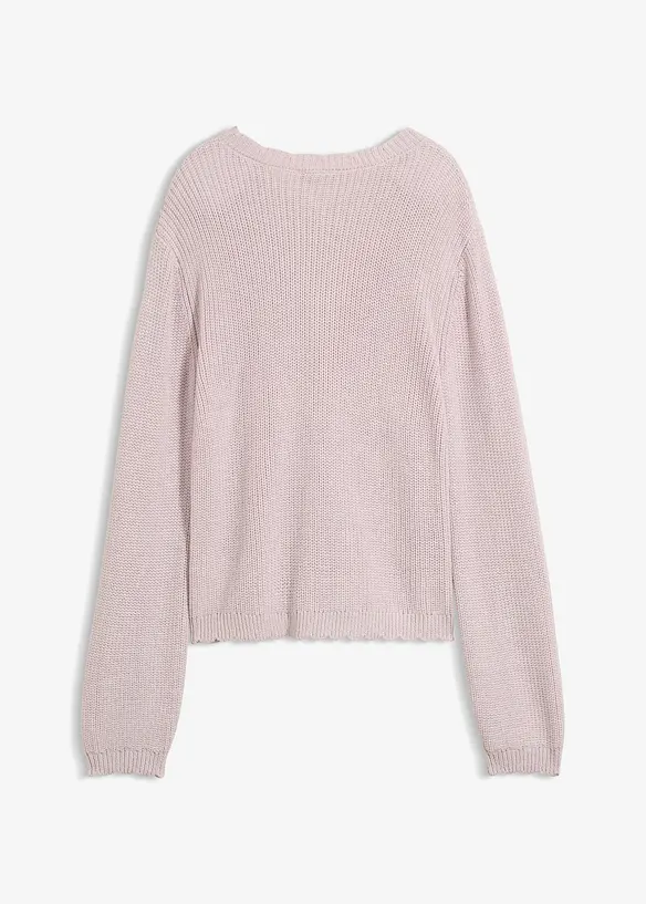 Cardigan in filato grosso di misto cotone, bonprix