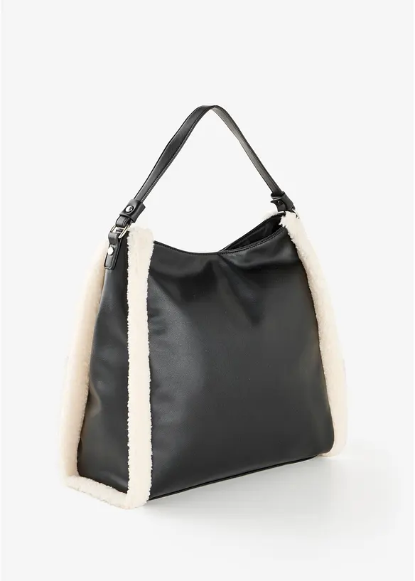 Borsa a tracolla con dettagli in teddy, bonprix