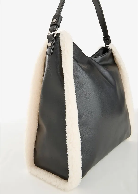 Borsa a tracolla con dettagli in teddy, bonprix