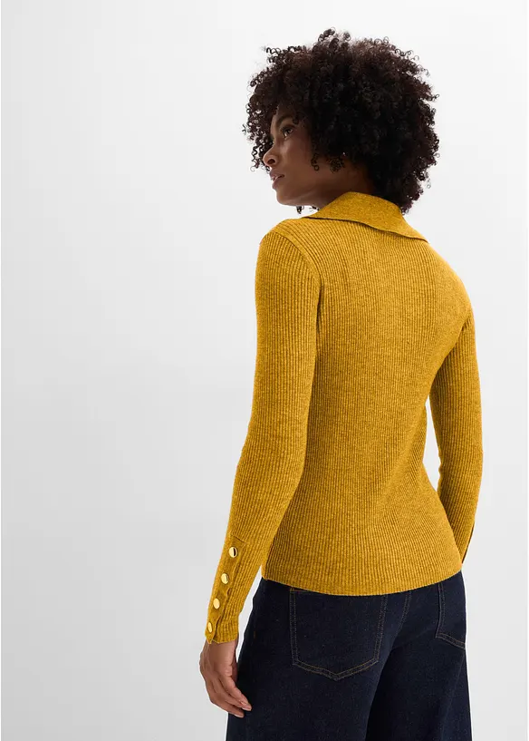 Maglione a polo con percentuale di viscosa, bonprix