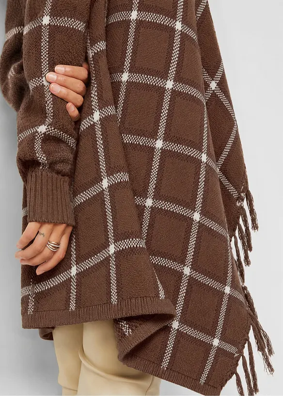Cardigan di maglia lungo con frange, bonprix