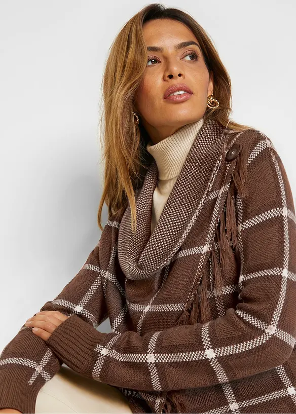 Cardigan di maglia lungo con frange, bonprix
