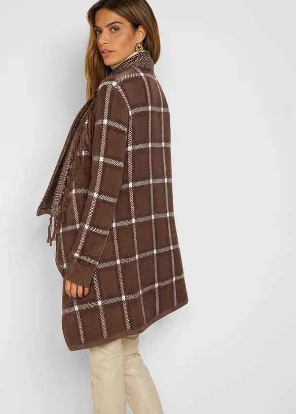 Cardigan di maglia lungo con frange, bonprix