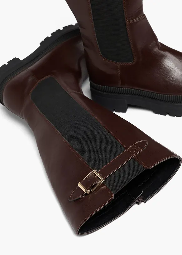 Stivali foderati con plateau e inserto elasticizzato, bonprix