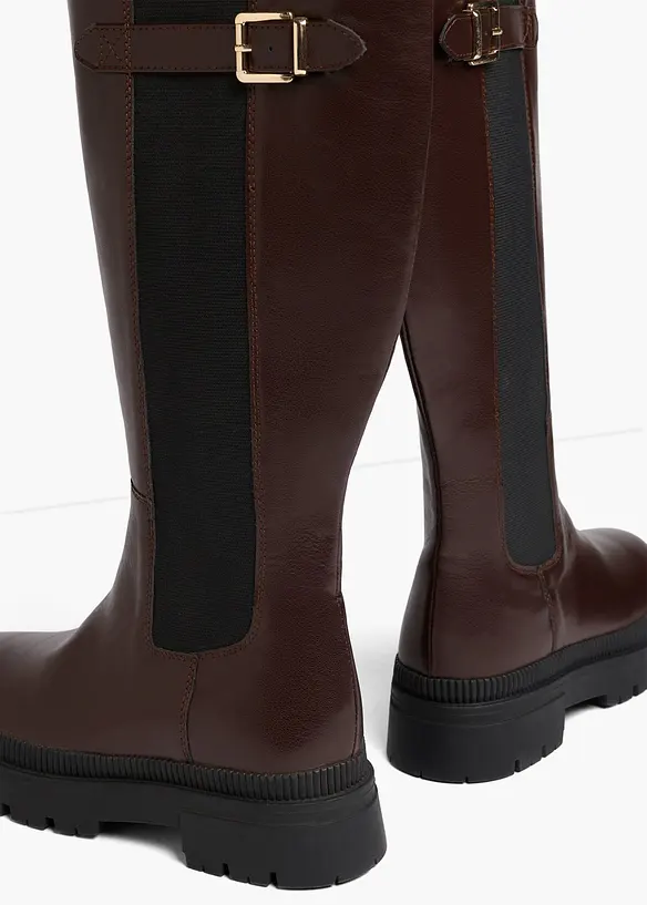 Stivali foderati con plateau e inserto elasticizzato, bonprix