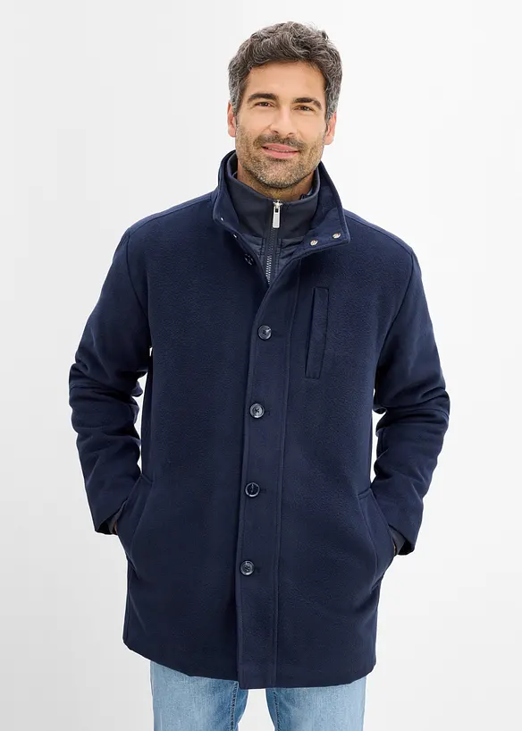 Giaccone invernale in simil lana con paravento, bonprix