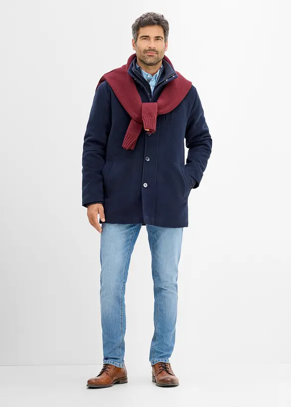 Giaccone invernale in simil lana con paravento, bonprix