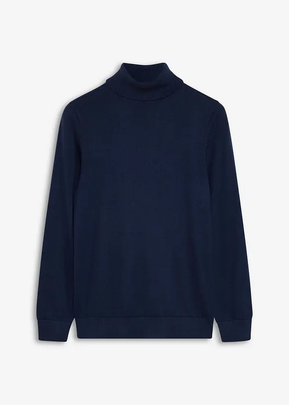 Maglione a collo alto in filato fine con pregiata lana merino, slim fit, bonprix