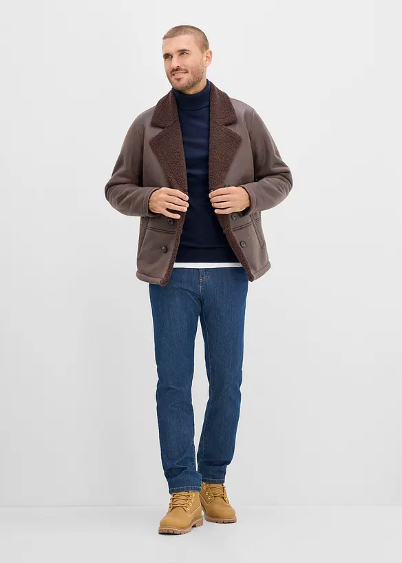 Maglione a collo alto in filato fine con pregiata lana merino, slim fit, bonprix