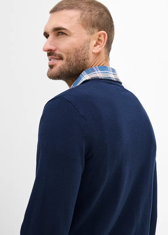 Maglione 2 in 1 con colletto a camicia, bonprix