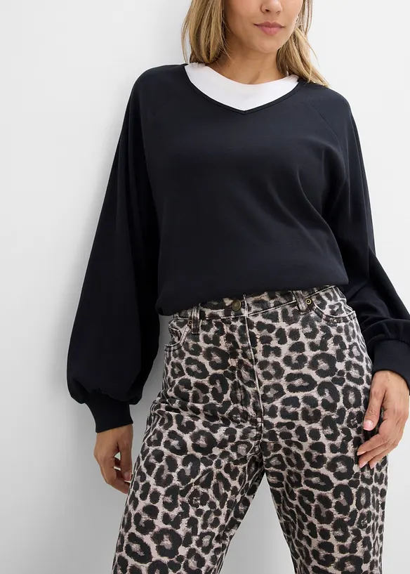 Pantaloni in twill di misto cotone elasticizzato, bonprix