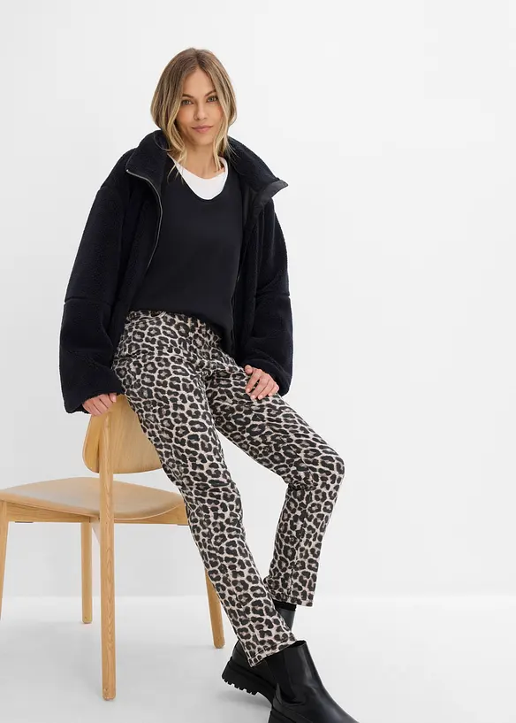 Pantaloni in twill di misto cotone elasticizzato, bonprix