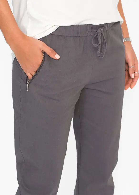 Pantaloni cropped in misto lino leggero, bonprix