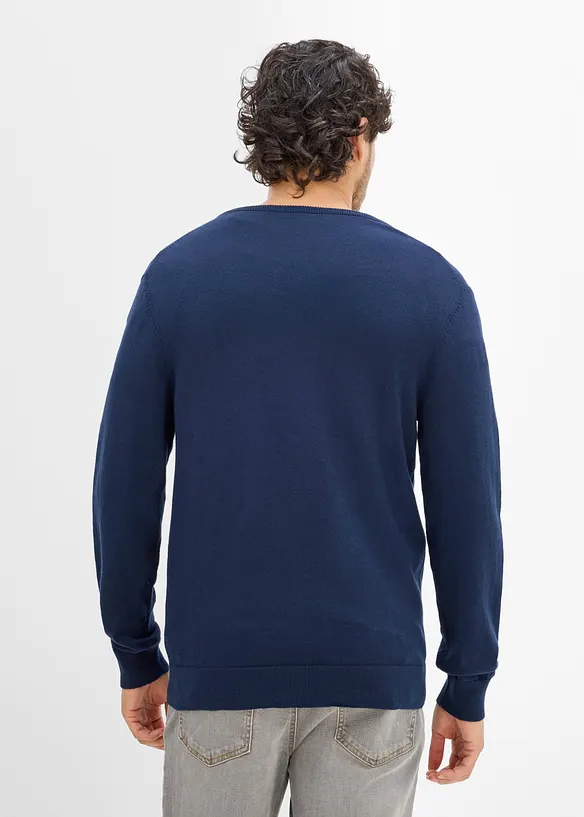 Maglione in filato fine con scollo a V (pacco da 2), bonprix