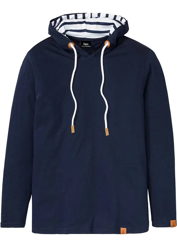 Maglia a maniche lunghe con cappuccio in cotone biologico, bonprix