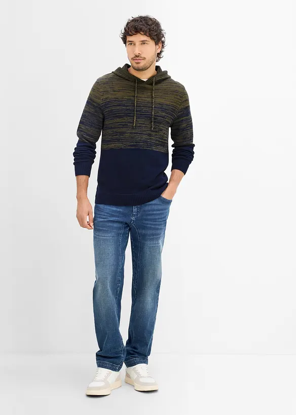 Maglione in filato fine con cappuccio, regular fit, bonprix