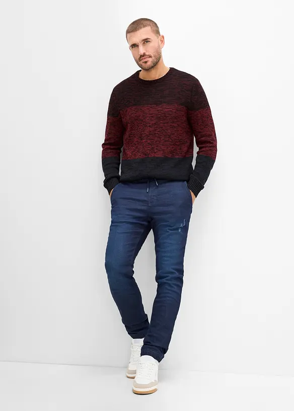 Maglione con taglio comfort in filato fine di misto cotone morbido, bonprix