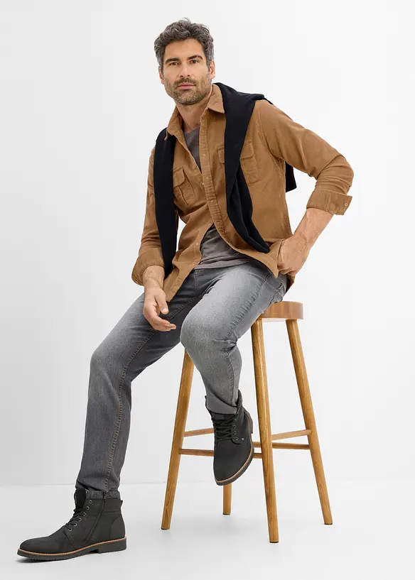 Camicia di velluto a coste elasticizzato con cotone, bonprix