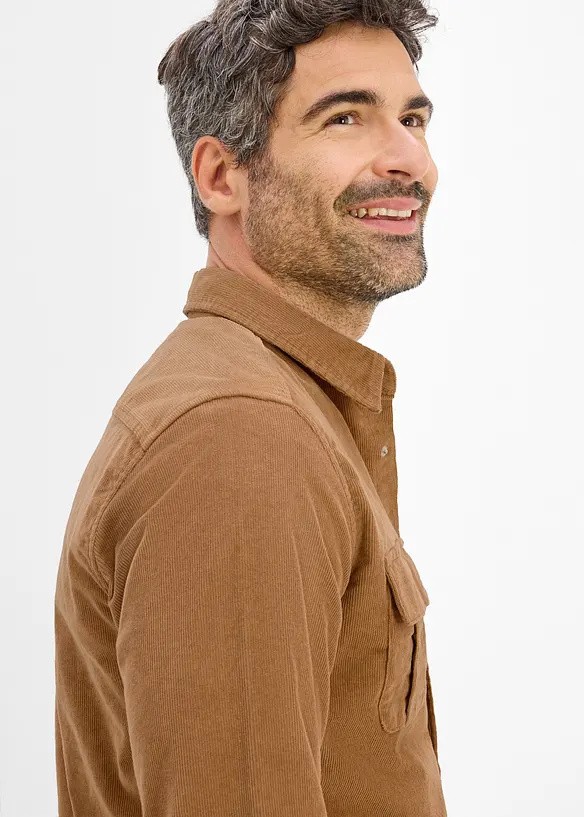 Camicia di velluto a coste elasticizzato con cotone, bonprix