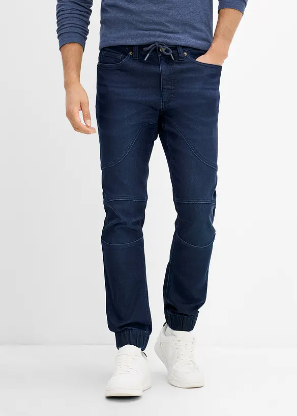 Jogger di jeans regular fit con vita regolabile, straight, bonprix