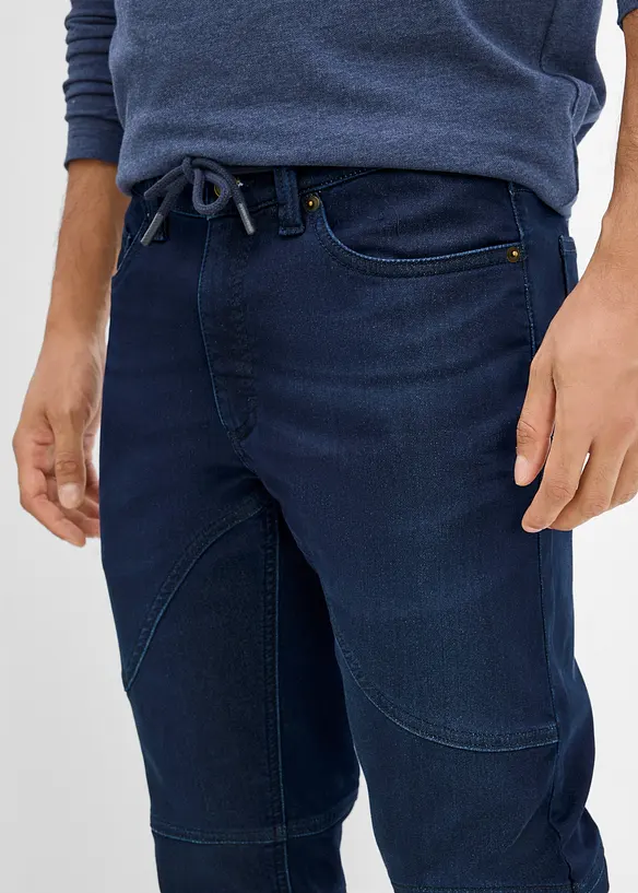 Jogger di jeans regular fit con vita regolabile, straight, bonprix