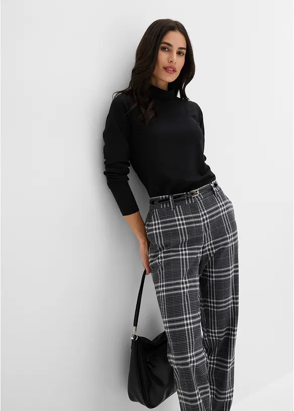 Pantaloni elasticizzati con fantasia a quadri, bonprix