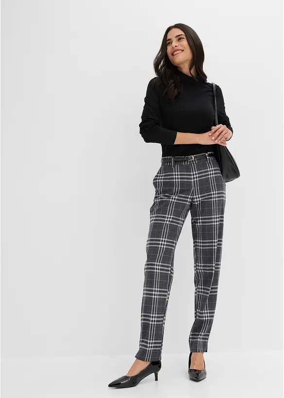 Pantaloni elasticizzati con fantasia a quadri, bonprix