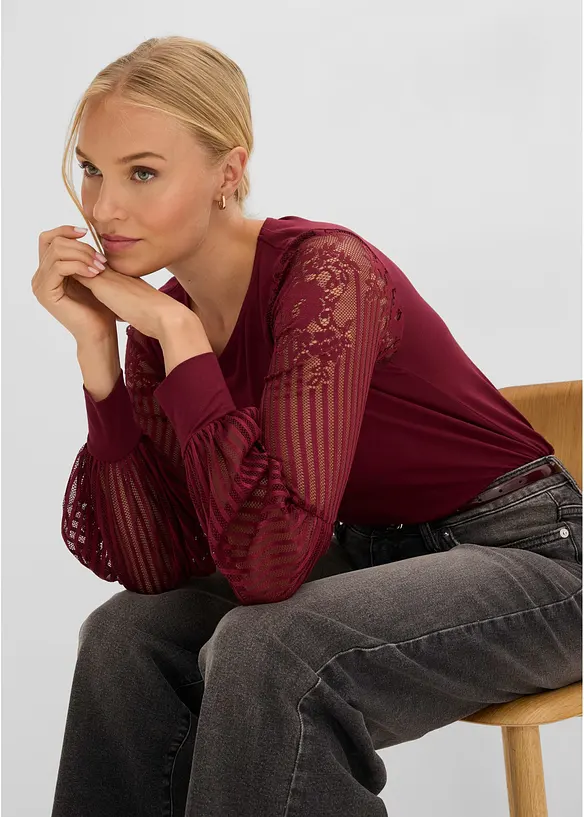 Maglia con maniche lunghe in misto viscosa, bonprix