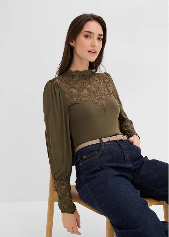 Maglia a maniche lunghe in misto viscosa, bonprix