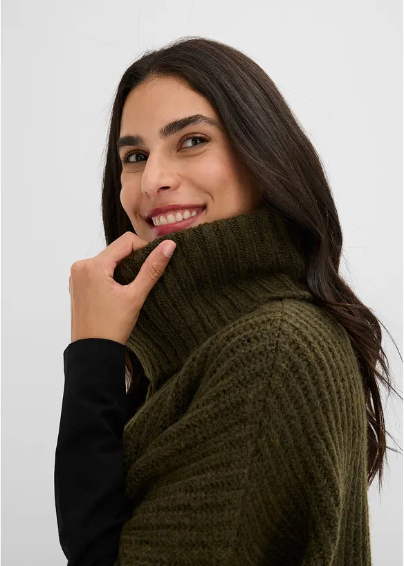 Maglione stile poncho in misto lana morbido, bonprix