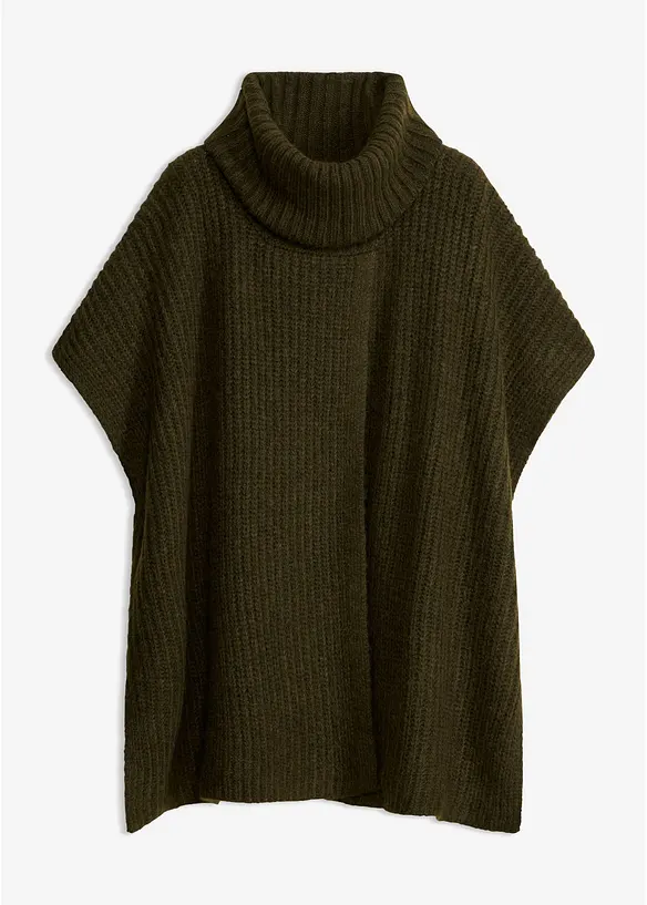 Maglione stile poncho in misto lana morbido, bonprix