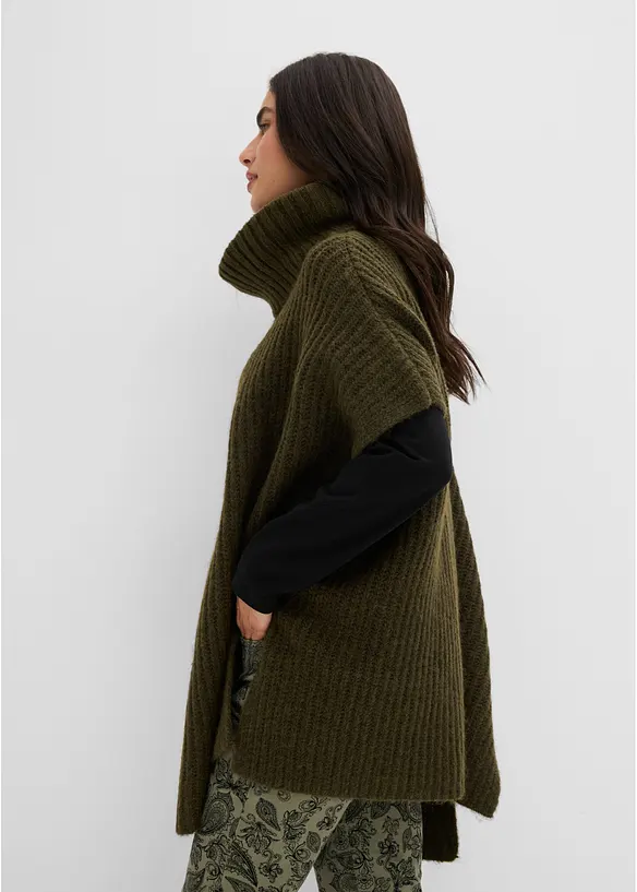 Maglione stile poncho in misto lana morbido, bonprix
