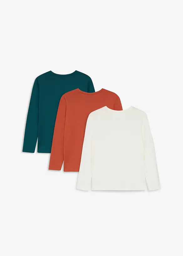 Maglia a maniche lunghe con cotone biologico (pacco da 3), bonprix