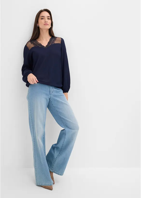 Maglia a maniche lunghe con pizzo, bonprix