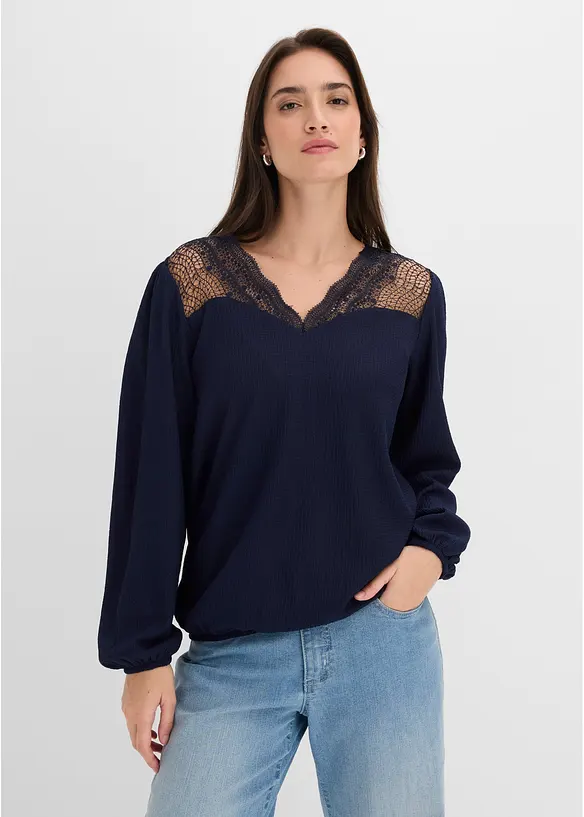 Maglia a maniche lunghe con pizzo, bonprix