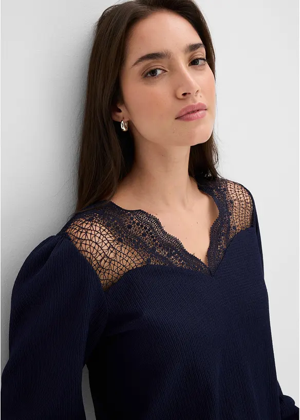 Maglia a maniche lunghe con pizzo, bonprix