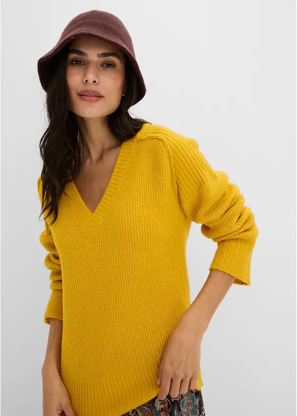 Maglione oversize con scollo a V, bonprix