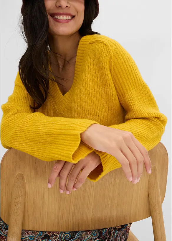 Maglione oversize con scollo a V, bonprix
