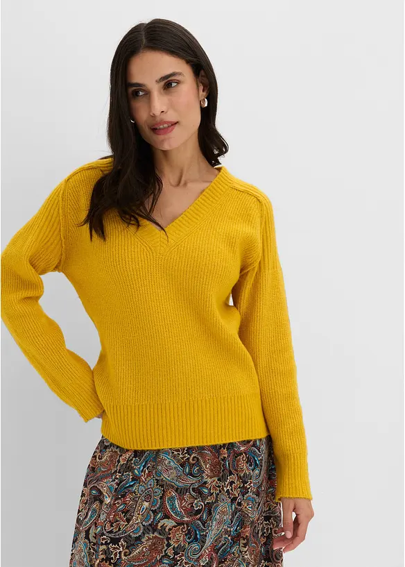 Maglione oversize con scollo a V, bonprix