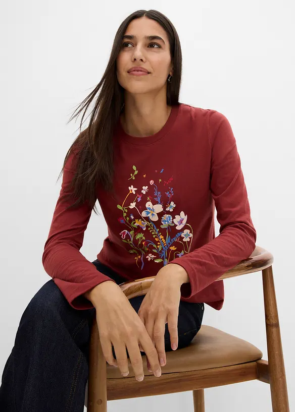 Maglia a maniche lunghe in puro cotone biologico, bonprix