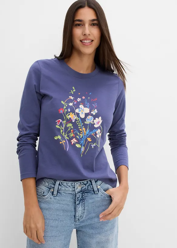 Maglia a maniche lunghe in puro cotone biologico, bonprix