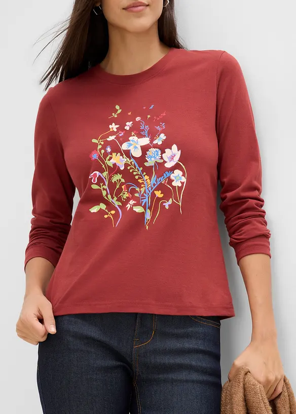Maglia a maniche lunghe in puro cotone biologico, bonprix