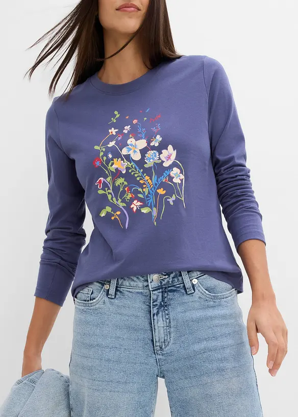 Maglia a maniche lunghe in puro cotone biologico, bonprix